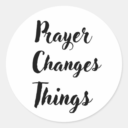 Prayer changes things Christian typography design ラウンドシール (正面)