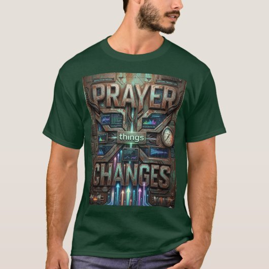 Prayer Changes Things – Futuristic Steampunk T-Shi Tシャツ (正面)