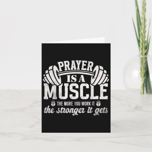 Prayer Is A Muscle Christian Fitness Gym Quote カード (正面)