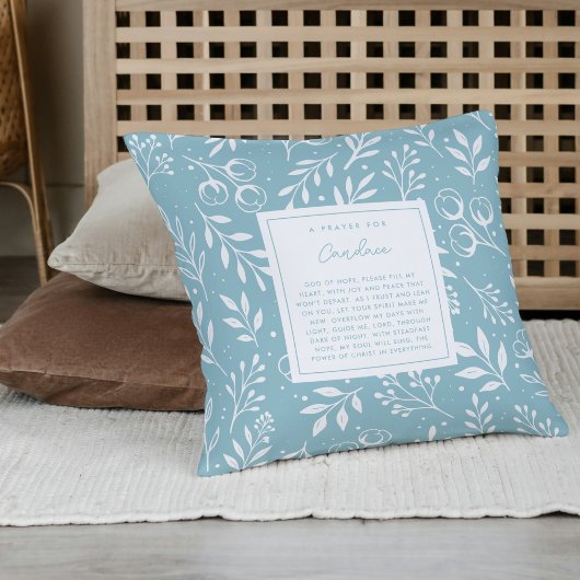  Prayer Keepsake Gift Scripture Dusty Blue Floral クッション
