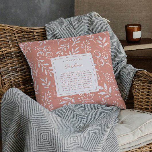  Prayer Keepsake Gift Scripture Peach Floral クッション
