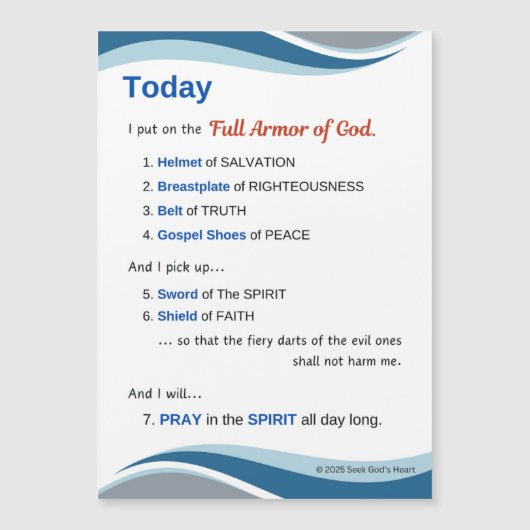 Prayer Magnet - Full Armor of God - 7"x5" (正面)