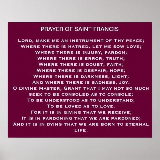 Prayer of Saint Francis Poster ポスター (正面)