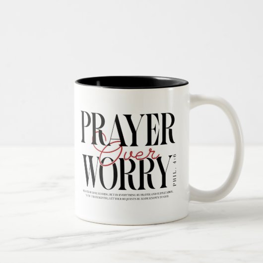 Prayer Over Worry mug ツートーンマグカップ (右)