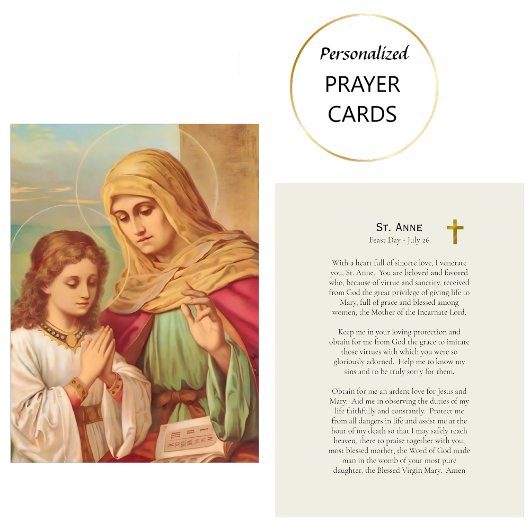 Prayer to St. Anne, Catholic Prayer Card プレイスカード
