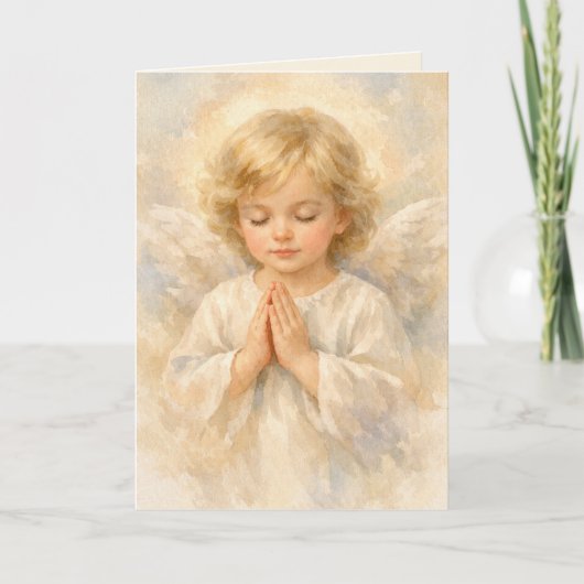 Praying Angel Child Watercolor Religious カード (正面)