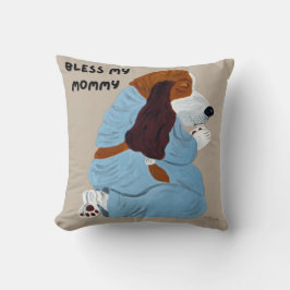 Praying Basset Hound Bless my Mommy クッション