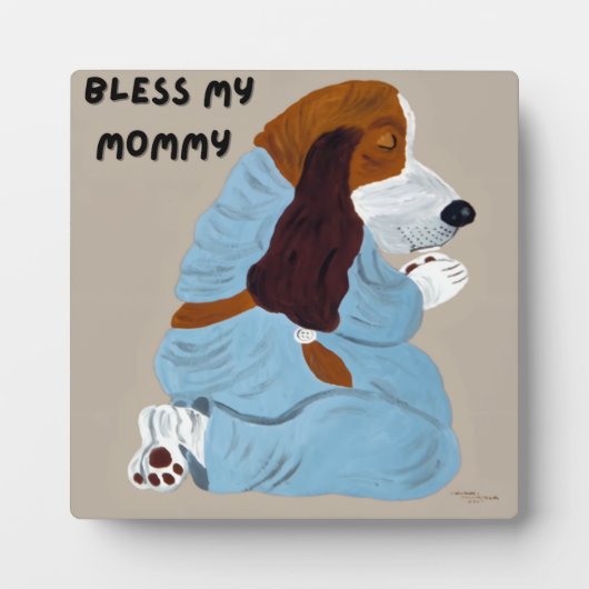 Praying Basset Hound Puppy, "Bless My Mommy" フォトプラーク (正面)