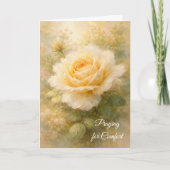 Praying for Comfort Christian Yellow Rose Sympathy カード (正面)