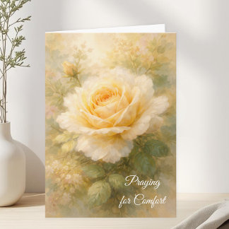 Praying for Comfort Christian Yellow Rose Sympathy カード