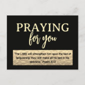 Praying For You Gold and Black Script Bible Verse ポストカード (正面)