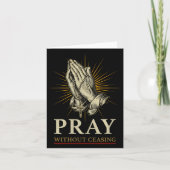 Praying Hands Jesus Cross Rosary Faith Devotion Pr カード (正面)