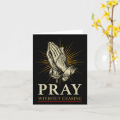 Praying Hands Jesus Cross Rosary Faith Devotion Pr カード (黄色い花)