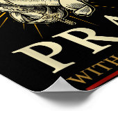 Praying Hands Jesus Cross Rosary Faith Devotion Pr ポスター (角)