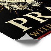 Praying Hands Jesus Cross Rosary Faith Devotion Pr ポスター (角)