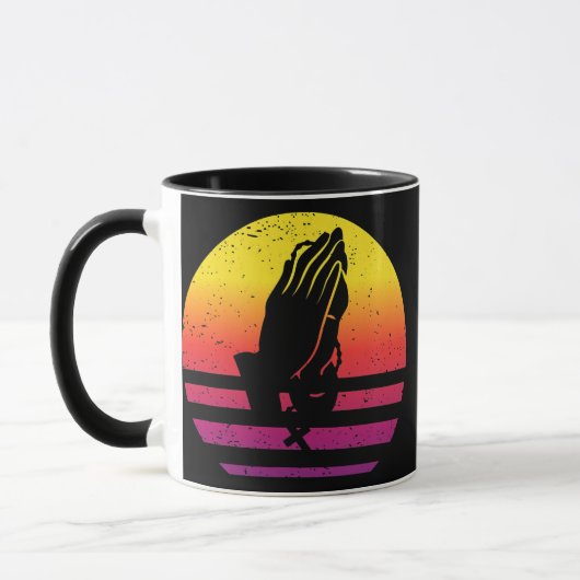 Praying Hands Retro Style Vintage  マグカップ (左)