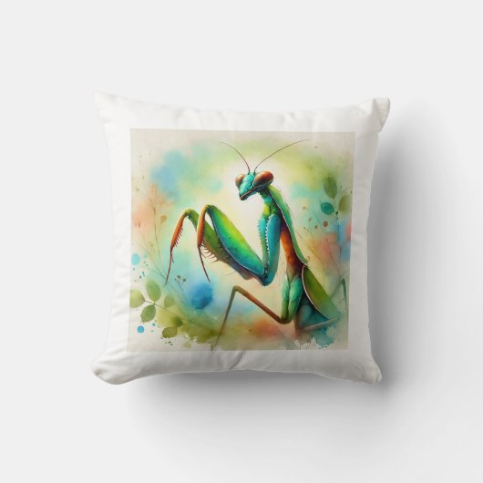 Praying Mantis 031024AREF144 - Watercolor クッション (正面)