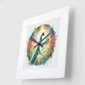 Praying Mantis 080824AREF135 - Watercolor スクエア壁時計 (傾斜)
