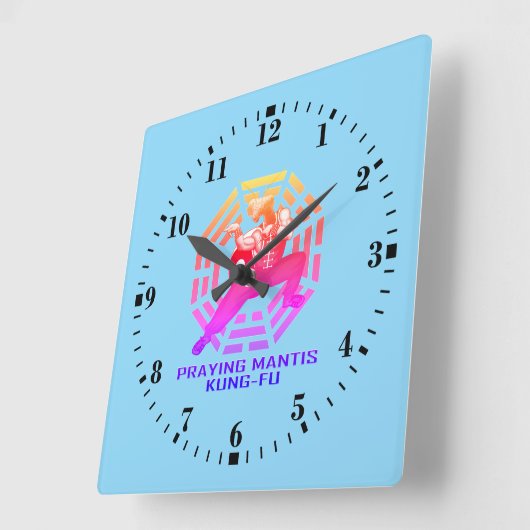 Praying Mantis Kung-Fu スクエア壁時計 (傾斜)
