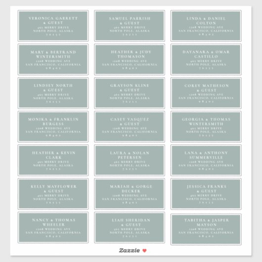Pre-addressed Wedding Guest Mailing Label Stickers シール (シート)