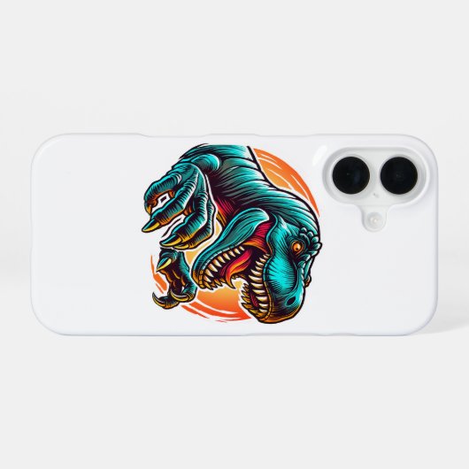 Pre-Historic Epic Dino Attack T-Rex iPhone 16ケース (裏面横)