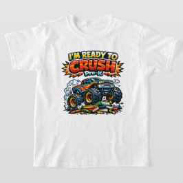 Pre-Kをぶっちぎる モンスタートラックのバックトゥスクール Tシャツ
