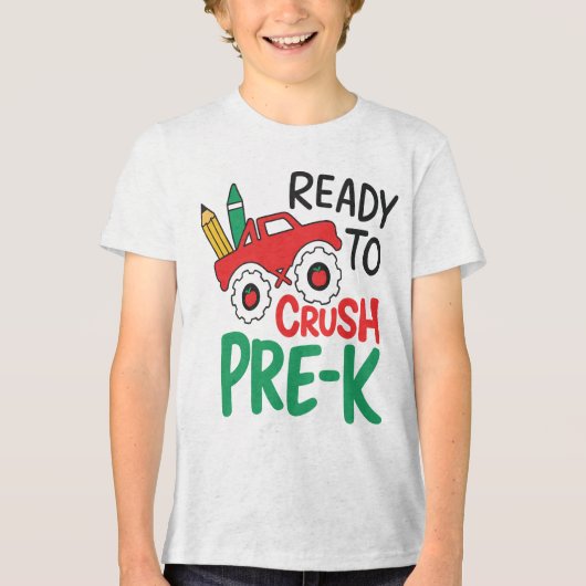 Pre-Kを制覇する男子の新学期 トライブレンドTシャツ (正面)