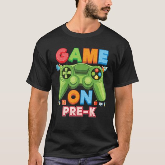 Pre-Kビデオゲームコンソール上のゲーム子供の学生教え Tシャツ (正面)