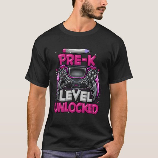 Pre-Kレベルのロック解除されたゲームPre-K新学期 Tシャツ (正面)