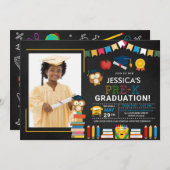 Pre-K写真卒業Chalkboard 招待状 (正面/裏面)