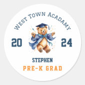 Pre-K卒業かわいいテディ先生の好意 ラウンドシール (正面)
