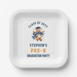 Pre-K卒業式かわいいテディパーティー ペーパープレート