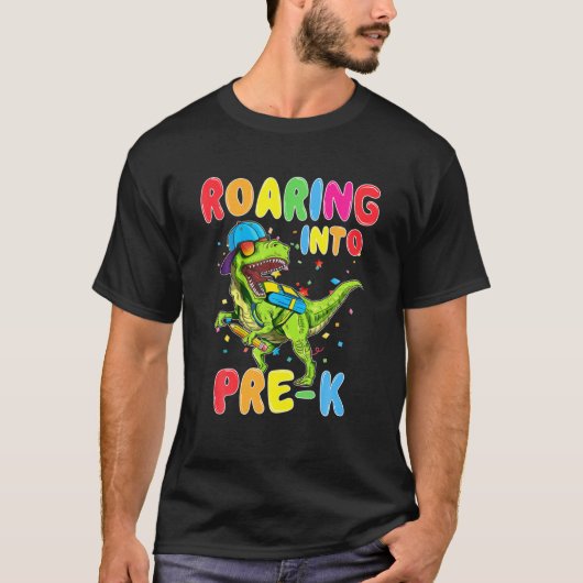 Pre-K恐竜の新学期TレックスBに轟音 Tシャツ (正面)