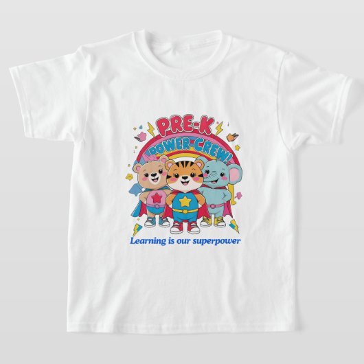 Pre-K パワー隊 - 小さいけどスゴイ! Tシャツ (レイダウン)
