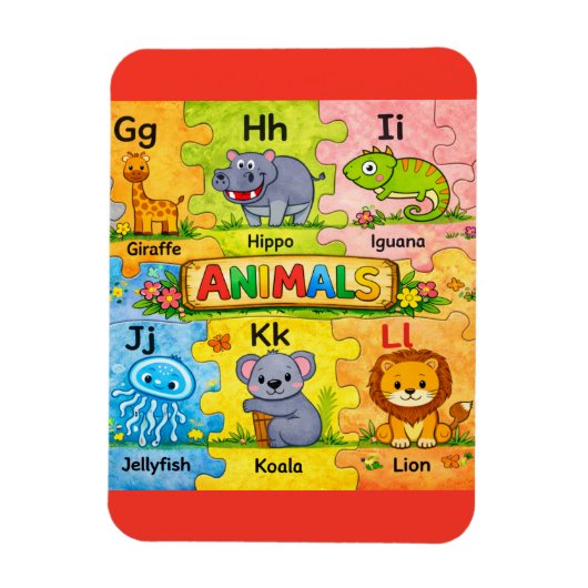 Pre-K Animal Alphabet Fridge Magnet G-L マグネット (縦)