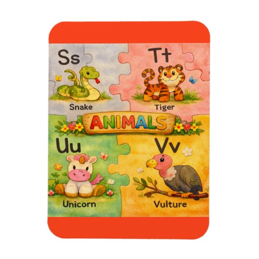 Pre-K Animal Alphabet Fridge Magnet S-V マグネット (縦)