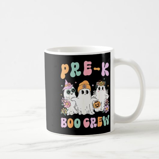 Pre-k Boo Crew Groovy Halloween Floral Ghost Pre K コーヒーマグカップ (右)