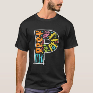 Pre-K Colorfullタイポグラフィキッズ先生に戻るSc Tシャツ