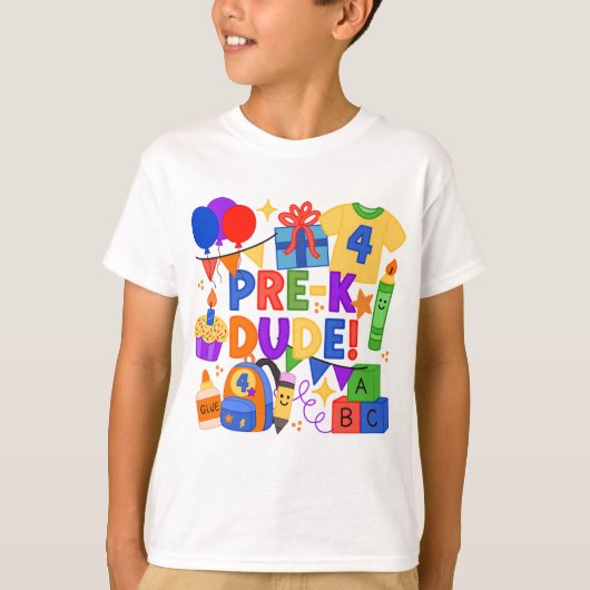 Pre-K Dude Birthday & First Day of School Shirt  Tシャツ (正面)