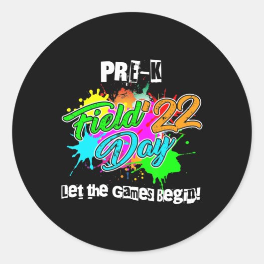 Pre-K Field Day 2022ゲーム開始教え ラウンドシール (正面)