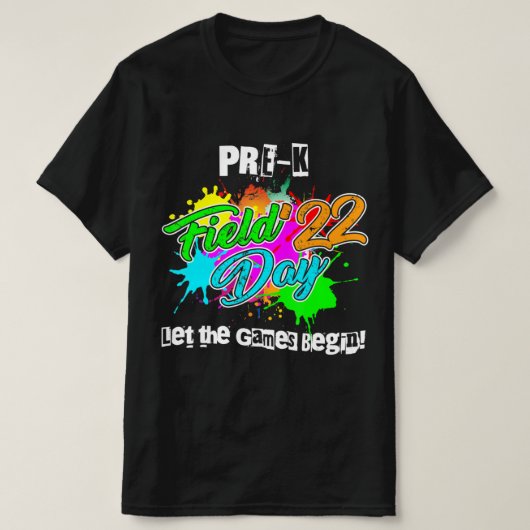 Pre-K Field Day 2022ゲーム開始教え Tシャツ (デザイン正面)