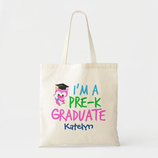 Pre-K Graduate Cute Pink Owl Custom Graduation トートバッグ (正面)
