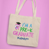 Pre-K Graduate Cute Pink Owl Custom Graduation トートバッグ