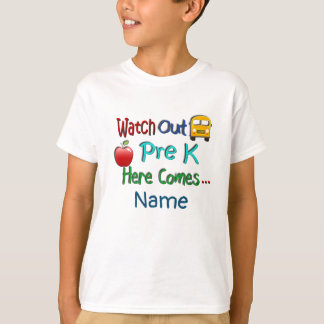 Pre-K Here 来 Name（K前の名前）に注意してください。 Tシャツ