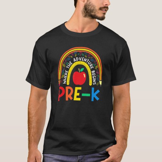 Pre K Leopard Rainbow teacher team Pre K squad gir Tシャツ (正面)