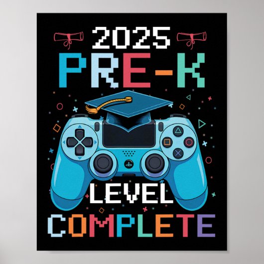 Pre-k Level Complete Video Gamer Boy Graduation  ポスター (正面)