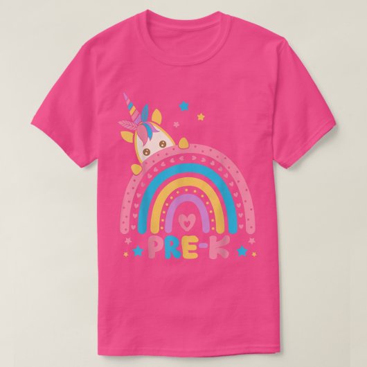 Pre-k Rainbow Unicorn Preschool Back To School Tea Tシャツ (デザイン正面)