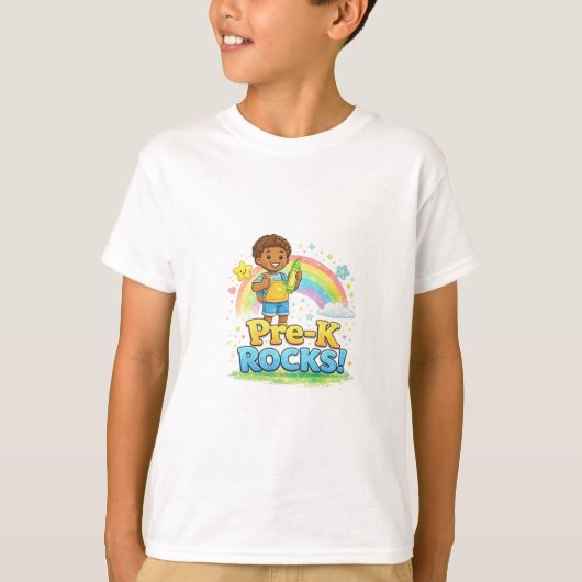 Pre-K Rocks – シンプルキュートデザイン Tシャツ (正面)