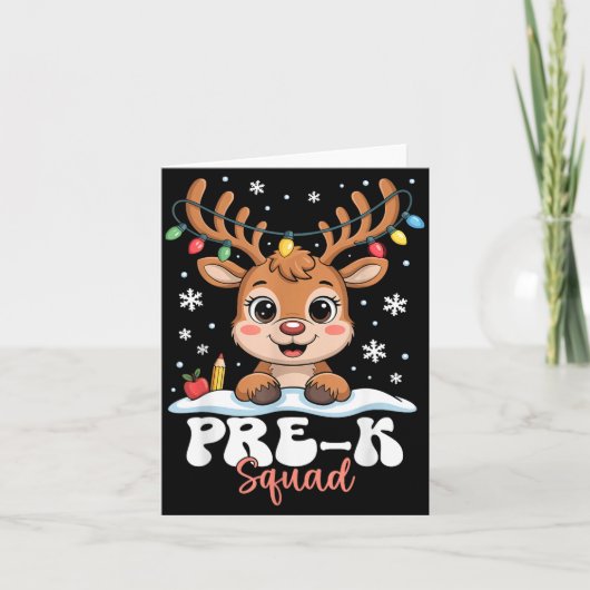 Pre-k Squad Reindeer Christmas Lights Cute Winter  カード (正面)