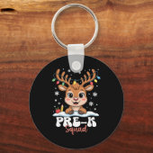 Pre-k Squad Reindeer Christmas Lights Cute Winter  キーホルダー (正面)